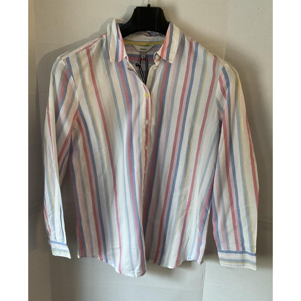 Joules Cornelia Stripe Cotton Shirt US 10 Pastel Button Down Classic Fit New